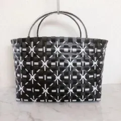 プラかごバッグ プラカゴ PPバンド ハンドメイド ブラック ホワイト 白 黒