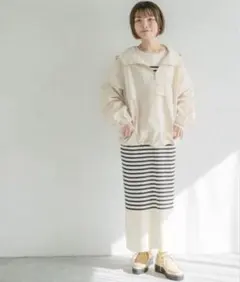 【試着のみ】apart by ボーダーニットワンピース