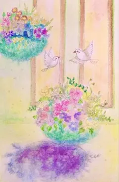 みみ水彩画 湖畔の春と小鳥さん　値段は※900円です みみ様専用水彩画 湖畔の春と小鳥さん 値段は※900円です - メルカリ