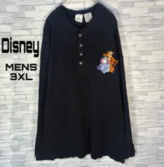 【USA古着】ディズニーヘンリーネック3XL サーマル　ティガーイーヨー刺繍
