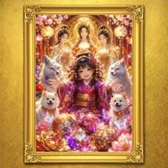桜華天狐祝福図 チョウピラコ様 開運絵画 アート 額縁なし 風水 御守り