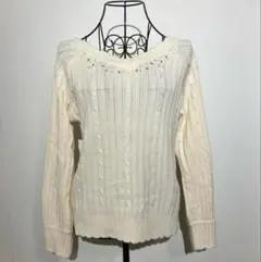 axes femme レディース ビジュー付 薄手ニット セーター M