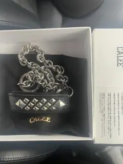 CALEE STUDS LEATHER WALLET CHAIN