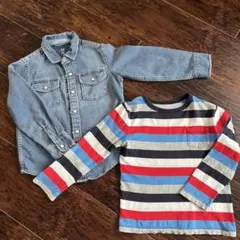 GAP 110 デニムシャツ　ボーダーロンT セット