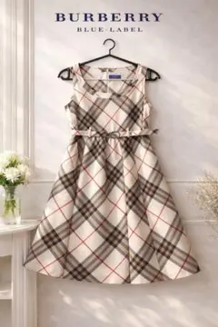 極美品 バーバリーブルーレーベル ノバチェック ワンピース38