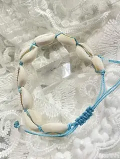 シェルブレスレット ホワイトとブルー