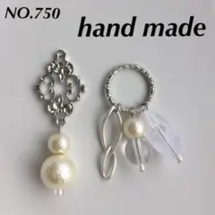 シルバー パール アシメ ハンドメイド ピアス