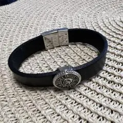 【DIESEL希少品】ブラックレザーブレスレット　黒　ディーゼル