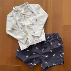 恐竜柄ラッシュガード90cm＆ショートパンツセット 80cm