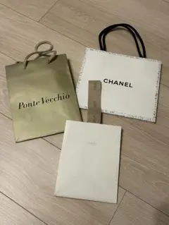 ショップ袋3点セット（Ponte Vecchio, CHANEL、AHKAH）