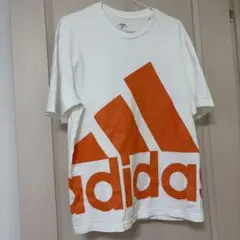 adidas ビッグロゴ Tシャツ ホワイト オレンジ