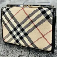 BURBERRY ノバチェック レザー 三つ折り財布 がま口小銭入れ