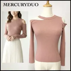 マーキュリーデュオ アシンメトリー リブニット セーター トップス ピンク 長袖