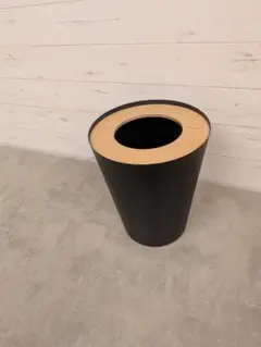 ​山崎実業 RIN トラッシュカン 丸型 ブラック ゴミ箱 リン 天然木