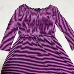 ラルフローレン　【120】 ボーダーワンピース　ウエストゴム　ネイビー×ピンク系