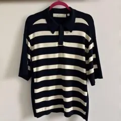 GU rokh ポロシャツ ボーダー ネイビー S
