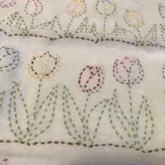 刺し子　完成品　チューリップ　ふきんのサムネイル