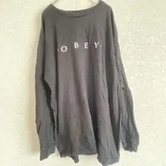 オベイ ロンT 長袖 Tシャツ ブラック 黒 L ストリート ロゴプリント 春のサムネイル