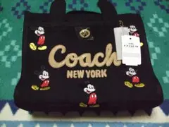 新品★Coach NewYork ブラックトートバッグ　ミッキーマウス