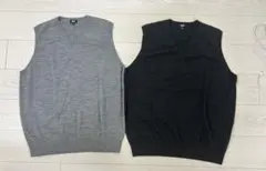ユニクロ（UNIQLO）のエクストラファインメリノVネックベスト　XL 2セット