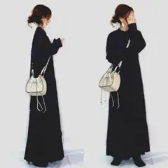 ブラック スキッパー ワンピース シンプル サラサラ ゆったり