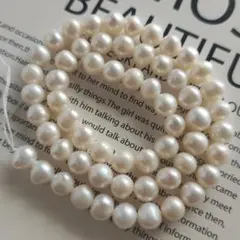 P568-6 天然淡水パール ホワイト系 約6-7mm ハンドメイド材料