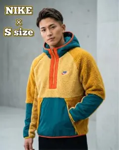NIKE フリースパーカー　マスタード、ターコイズグリーン　メンズS