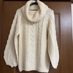 NICE CLAUP タートルネック ケーブルニットワンピース