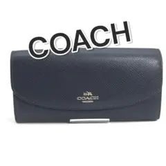 70279 COACH ネイビー ２つ折り長財布