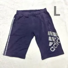 【adidas】アディダス◆ハーフパンツ/メンズ/L/ネイビー/ビッグロゴ/
