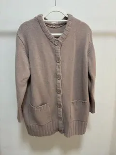ロングニットカーディガン ピンクベージュ Mサイズ