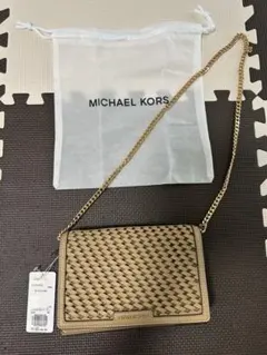 MICHAEL KORS 編み込みショルダーバッグ キャメル