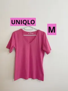 UNIQLO DRY T-SHIRT ピンク Vネック 半袖　Tシャツ