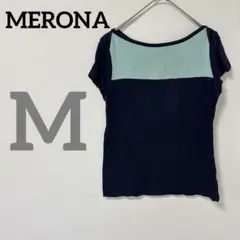 MERONA 【M】半袖Tシャツ ネイビー ミント 半袖 Tシャツ カットソー