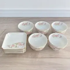 【美品】野木美智子　花しおり　茶菓揃5客セット　桜柄　シャディ　うつわ工房