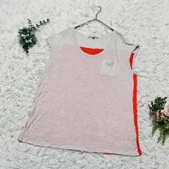 【ギャップ】 ❣️ノースリーブトップス❣️異素材 シースルー オレンジ M~L