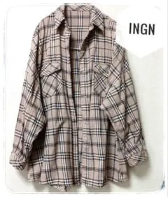イング INGN オーバーサイズ シャツ チェック柄 カジュアル ゆったり M