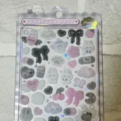 【正規品】新品　フワフワドロップ フロッキーシール　しろくろ　ウサギ
