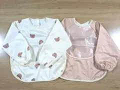 【2枚セット】ベビー　お食事エプロン　袖付きエプロン　90