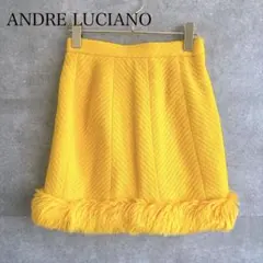 アンドレルチアーノ　ミニスカート　アンゴラ　毛　ファー イエロー　日本製
