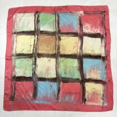 【良品】大判スカーフ カラースクエア マルチカラー