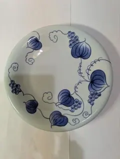 有田焼、其泉賞美堂、『染付葡萄文大皿』、銘「其泉」有、箱無