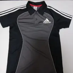 adidas ポロシャツ 黒/グレー 3本ライン