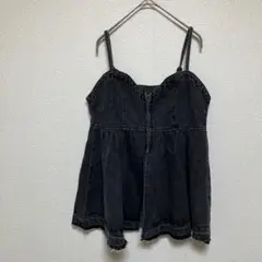 デニム ブラック キャミソール Lサイズ　綿　トップス　b300