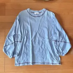 niko and.. カットソー 配色ステッチランタンプルオーバー水色