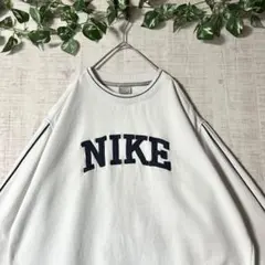 NIKE ナイキ スウェット トレーナー ビッグロゴ 銀タグ 刺繍 白 L