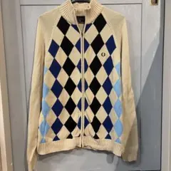 FRED PERRY ダイヤモンド柄カーディガン Mサイズ
