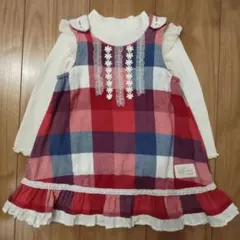 【2点セット】チェックワンピース クーラクール+長袖Tシャツ 西松屋 90