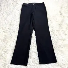 y8212 美品✨ストレッチ黒パンツ ゆったり ストレート 綺麗めカジュアル