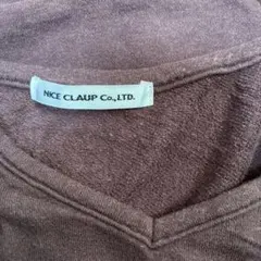 NICE CLAUP 刺繍入りブラウンワンピース